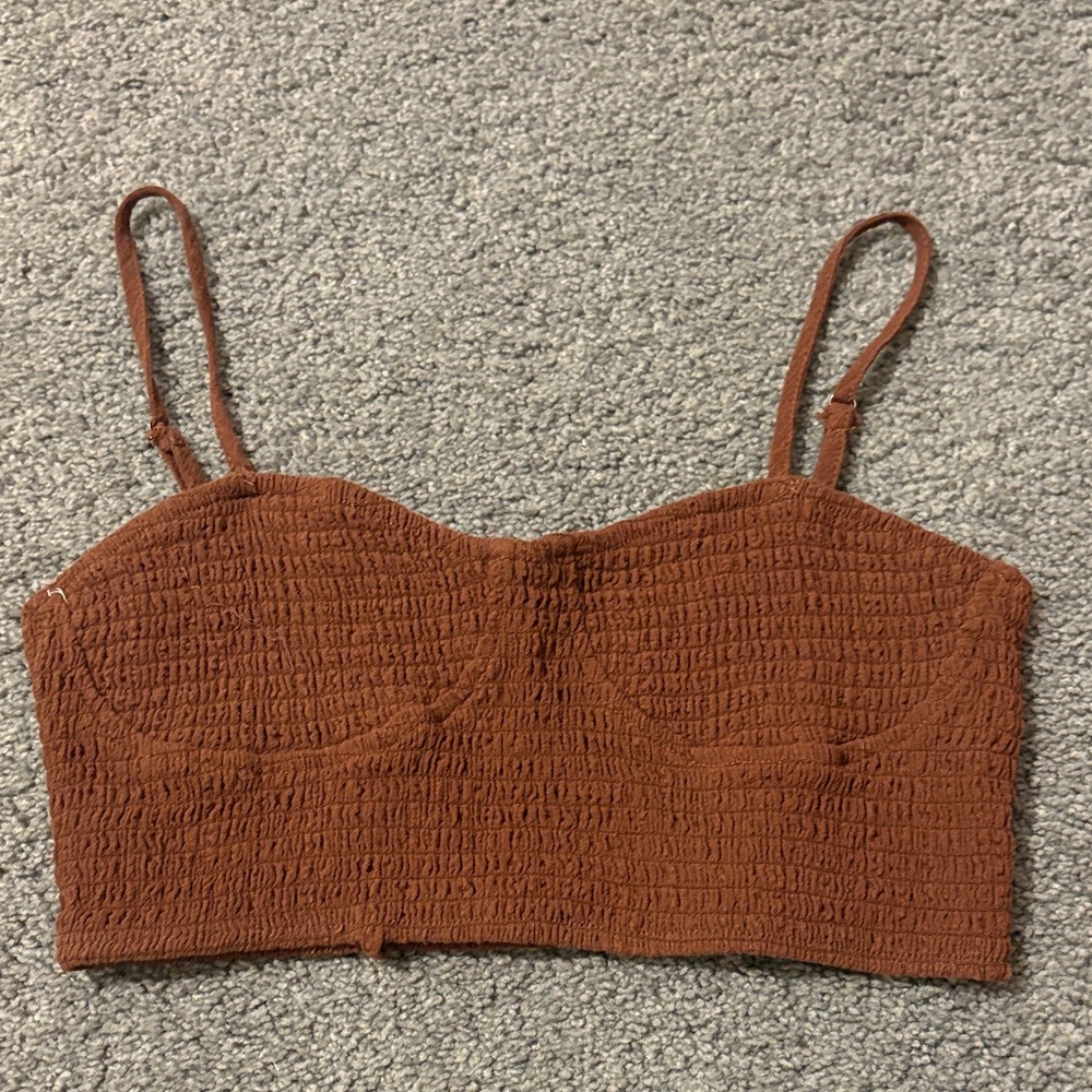 Kendall & Kylie brown bustier crop top